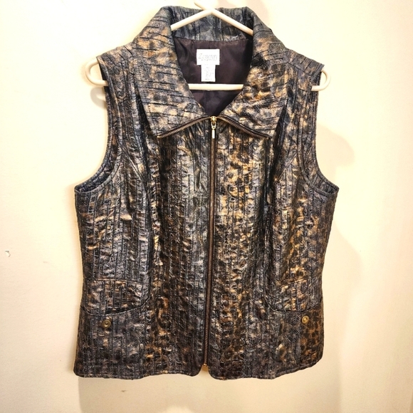 ZENERGY by CHICO'S Metallic Full zip Vest Size 2 - Picture 1 of 9